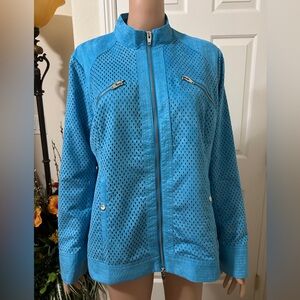 That Woman! by Marlo Thomas Vintage Blue Zippered Jacket. Women’s Size L.